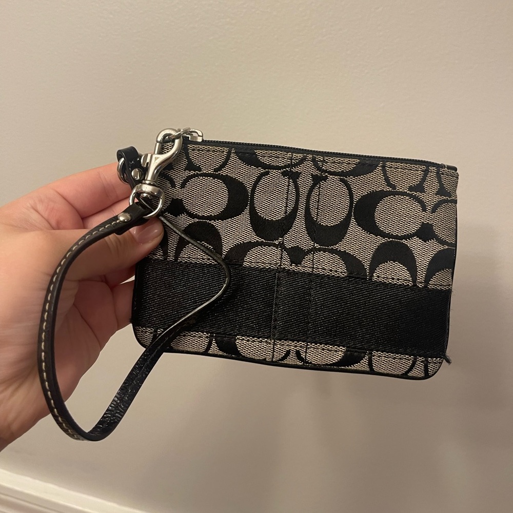 Coach Black and Tan Wristlet